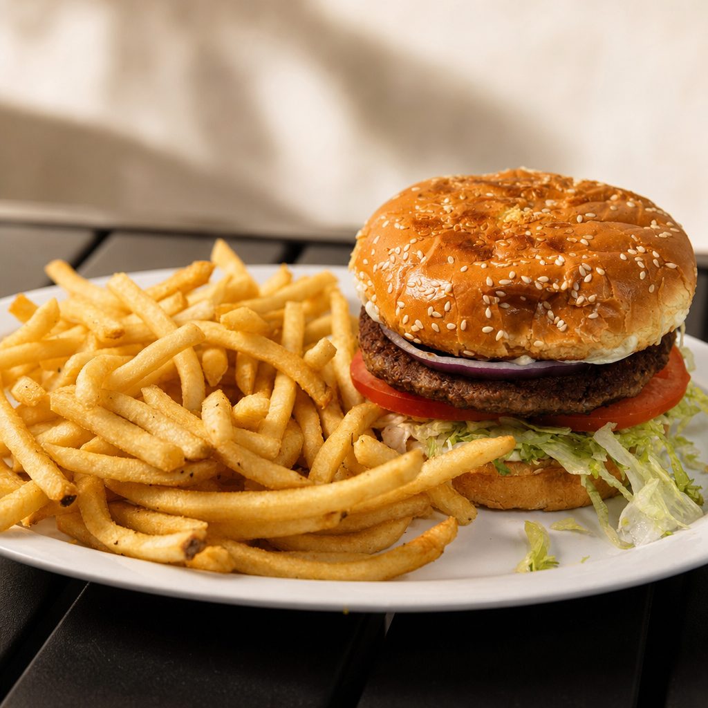 Cheeseburger with French Fries.