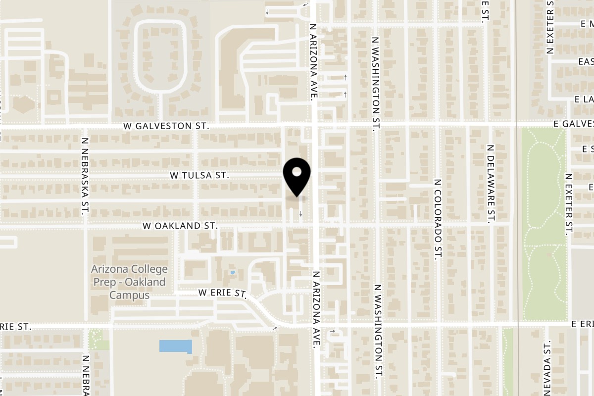 Map showing the location of Tortas Ahogadas Guadalajara on 518 N Arizona Ave in Chandler